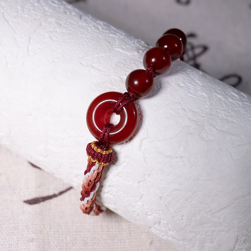 Nimara Ritual Natural Red Agate Peace Buckle Logical Thinking Red Rope Bracelet