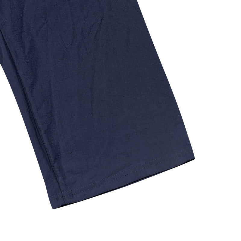 Nimara Ritual Solid Color Buttons Drawstring Men's Cotton Pants With Pockets
