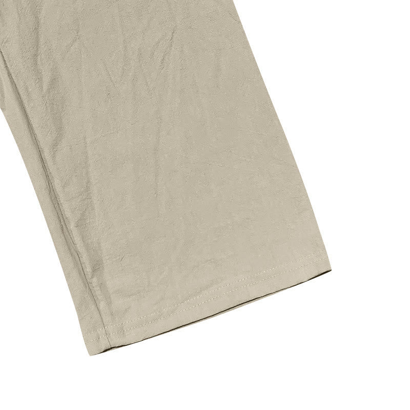 Nimara Ritual Solid Color Buttons Drawstring Men's Cotton Pants With Pockets