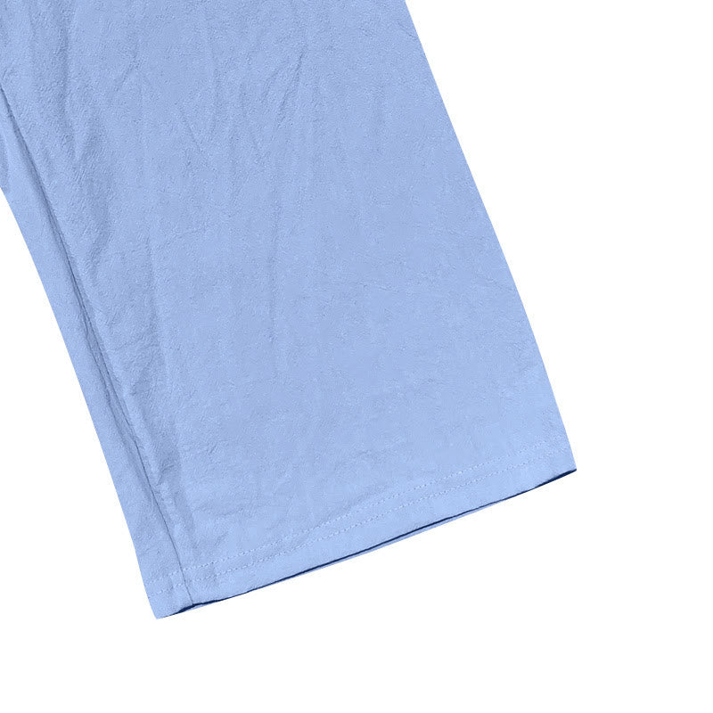 Nimara Ritual Solid Color Buttons Drawstring Men's Cotton Pants With Pockets