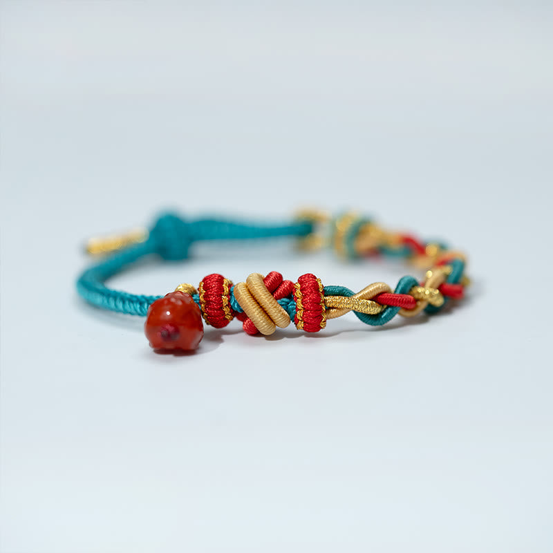 Nimara Ritual Natural Red Agate Pixiu Confidence Four-strand Braid Rope Bracelet