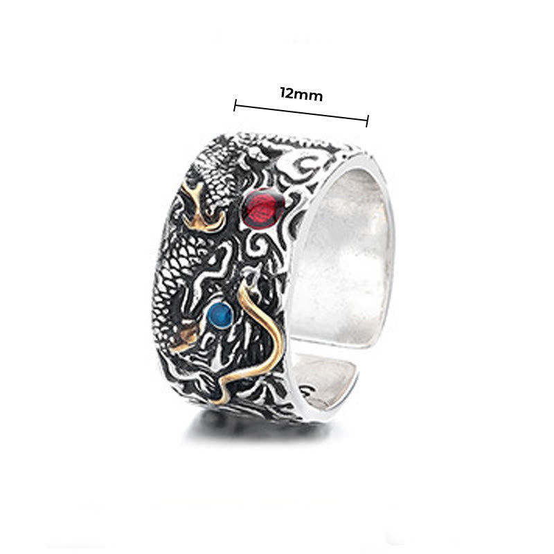 Nimara Ritual Vintage Dragon Pattern Copper Plated Silver Balance Ring