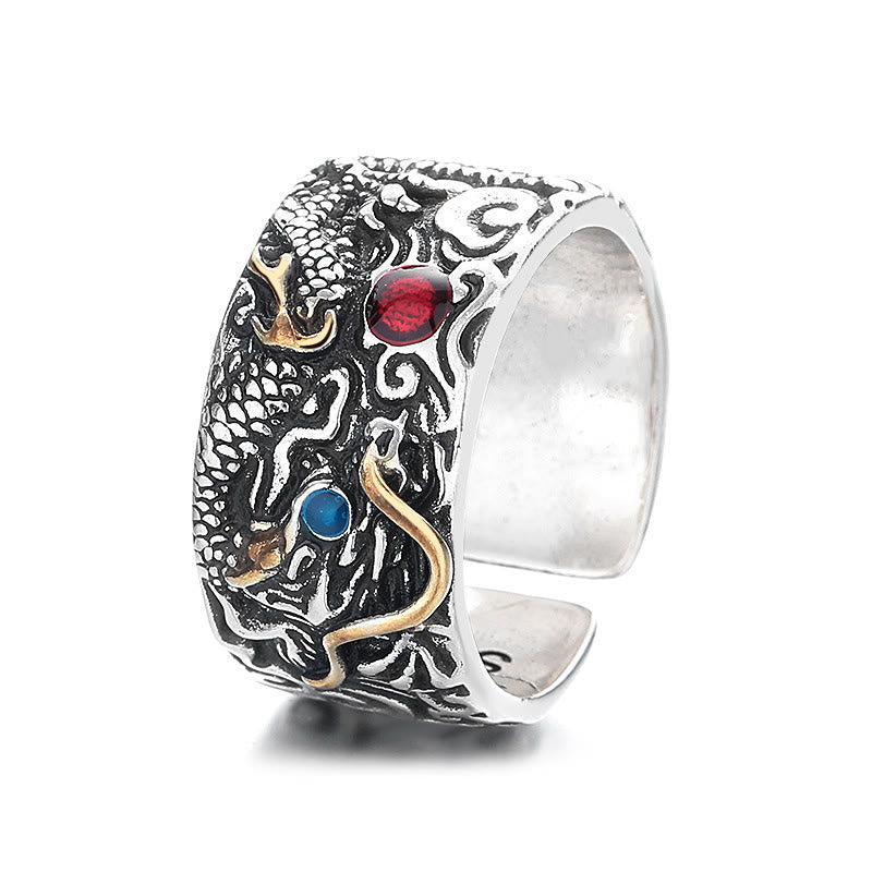 Nimara Ritual Vintage Dragon Pattern Copper Plated Silver Balance Ring