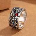 Nimara Ritual Vintage Dragon Pattern Copper Plated Silver Balance Ring