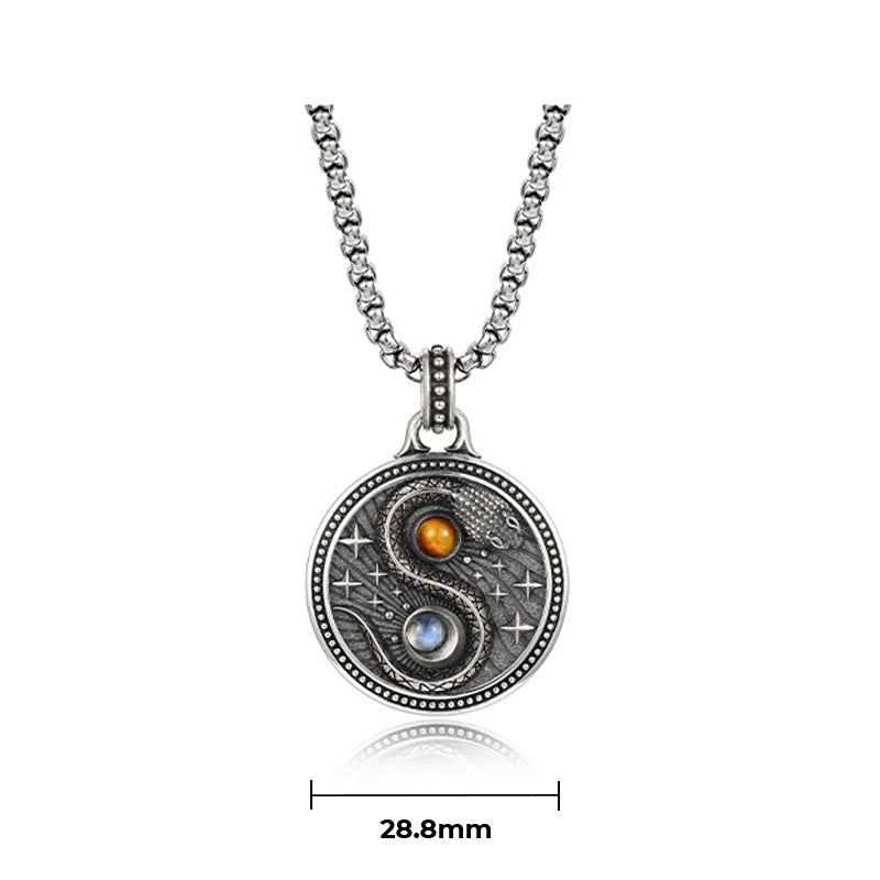 Nimara Ritual Snake Yin Yang Symbol Copper Wealth Necklace Pendant