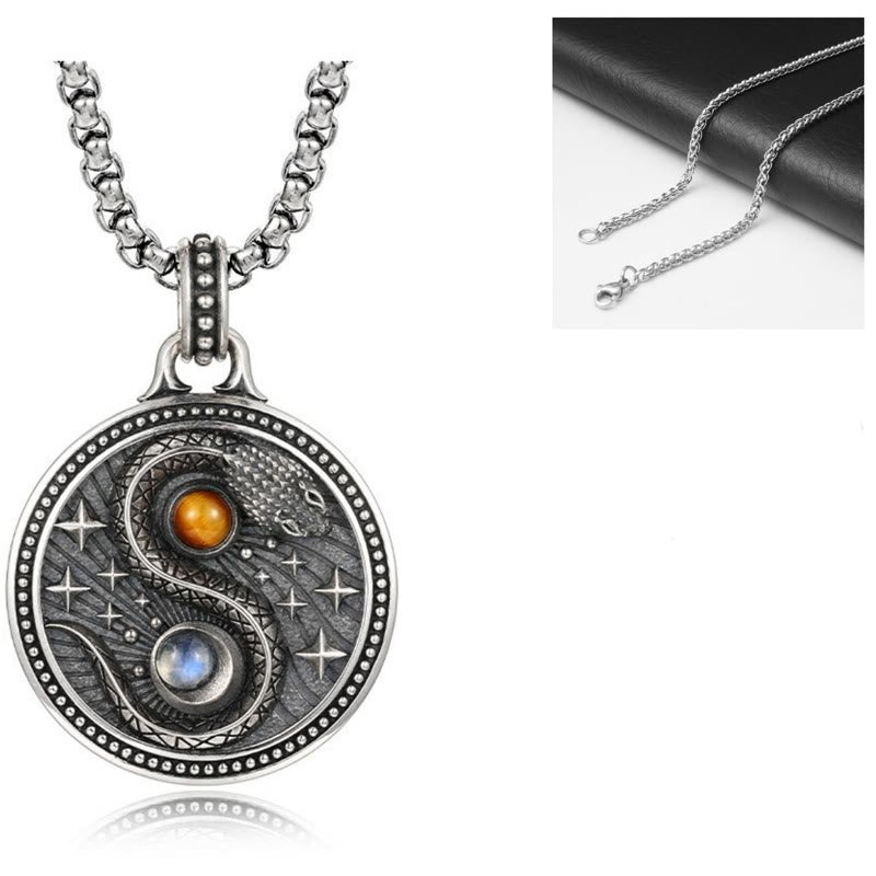 Nimara Ritual Snake Yin Yang Symbol Copper Wealth Necklace Pendant