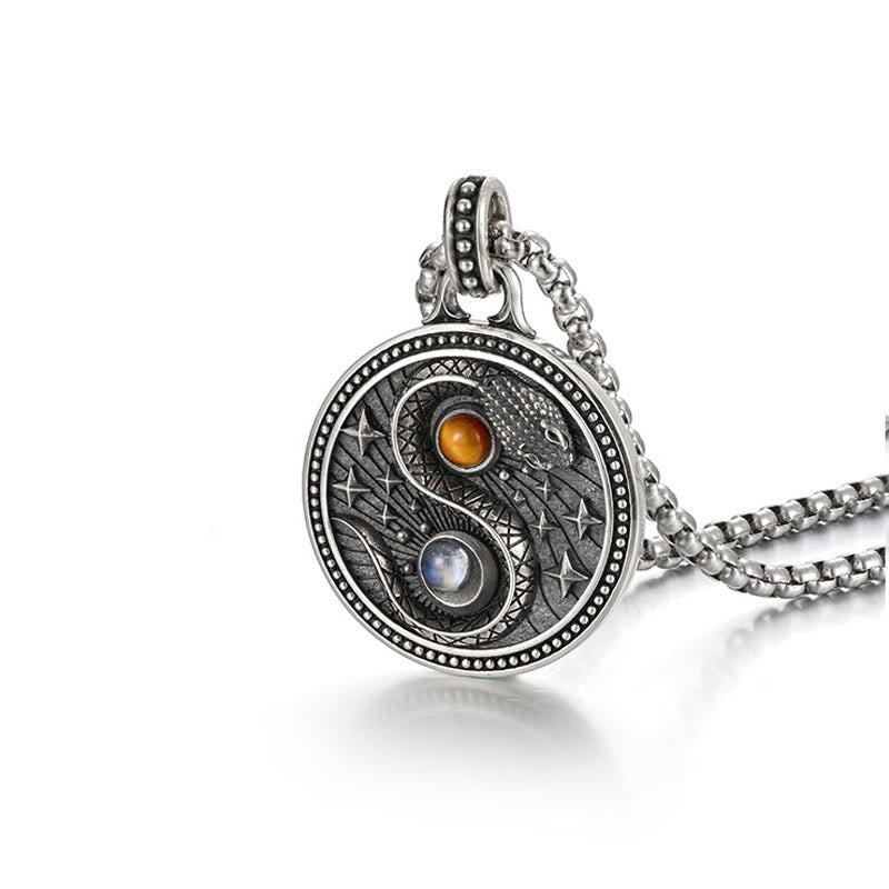 Nimara Ritual Snake Yin Yang Symbol Copper Wealth Necklace Pendant