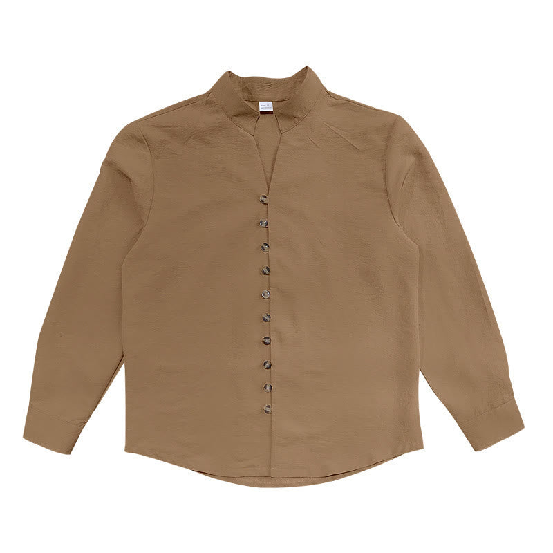 Nimara Ritual Solid Color Buttons Fall Long Sleeve Men's Shirt