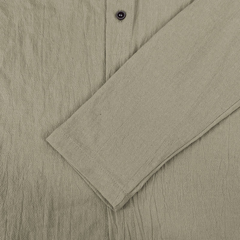Nimara Ritual Solid Color Long Sleeve Hooded Drawstring Buttons Men's Shirt