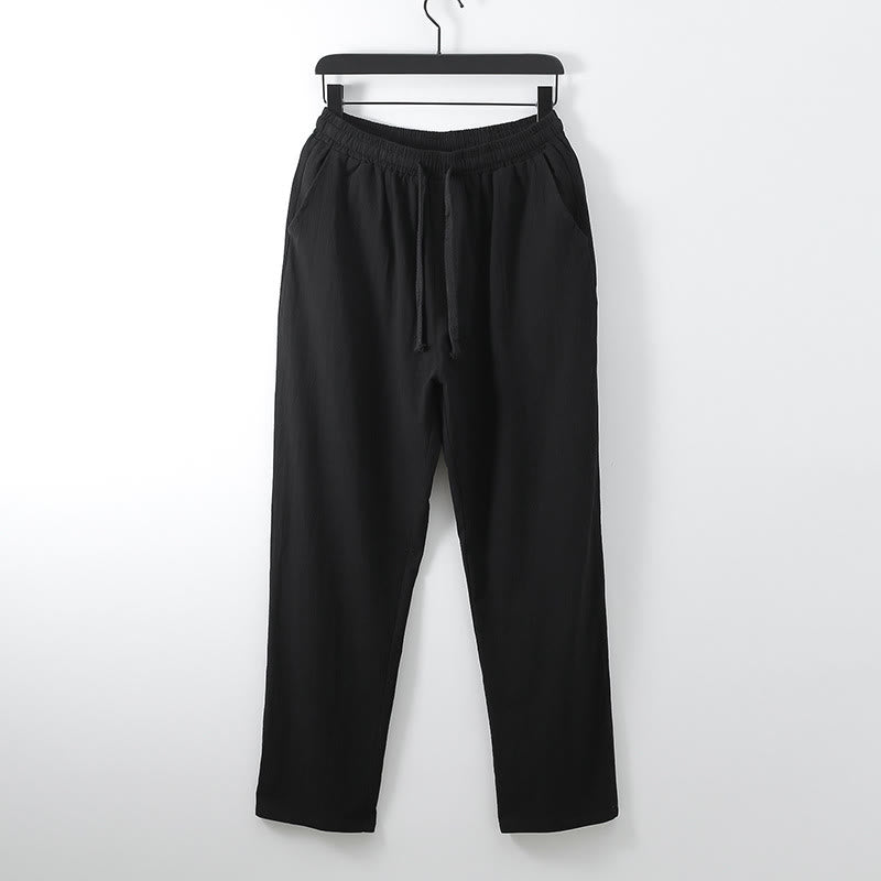 Nimara Ritual 2Pcs Lace-up Cotton Linen Kimono Pants With Pockets Men's Meditation Cloth Set