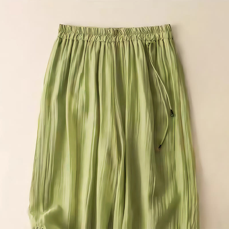 Nimara Ritual Retro Casual Embroidery Design Drawstring Women's Wide Leg Pants With Pockets