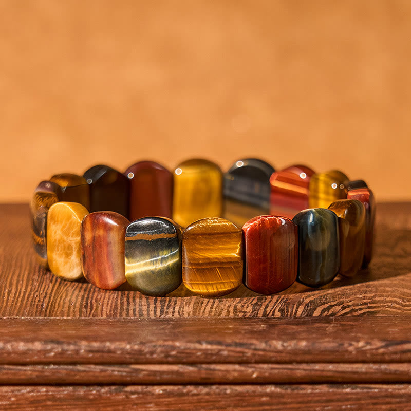 Nimara Ritual Natural Colored Tiger Eye Oval Beads Strength Bracelet