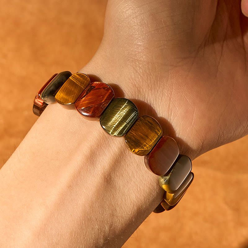 Nimara Ritual Natural Colored Tiger Eye Oval Beads Strength Bracelet