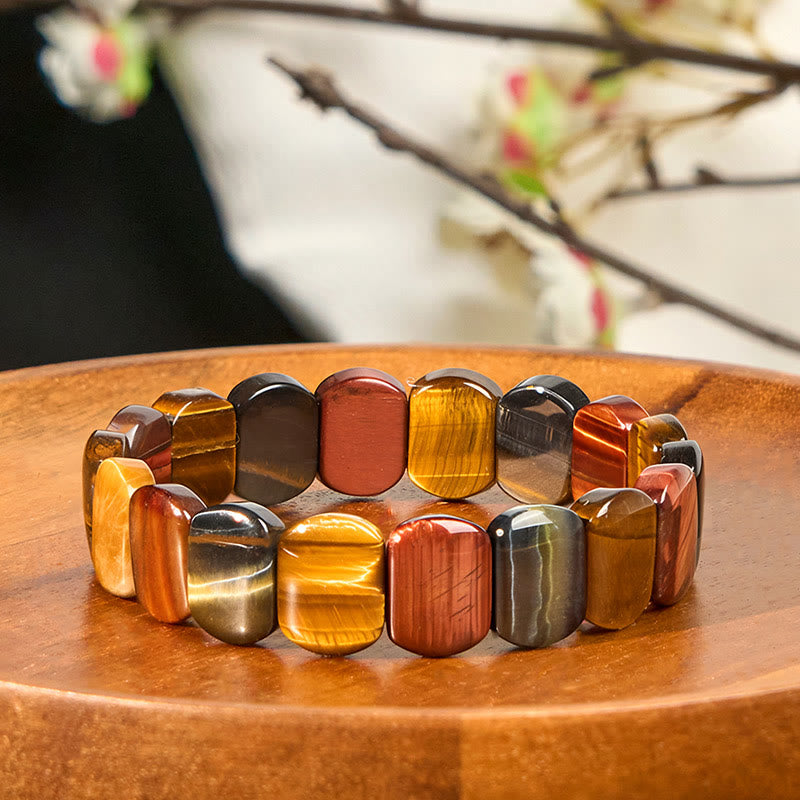 Nimara Ritual Natural Colored Tiger Eye Oval Beads Strength Bracelet