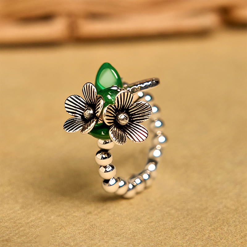 Nimara Ritual Flower Pattern Copper Alloy Luck Elastic Rope Ring