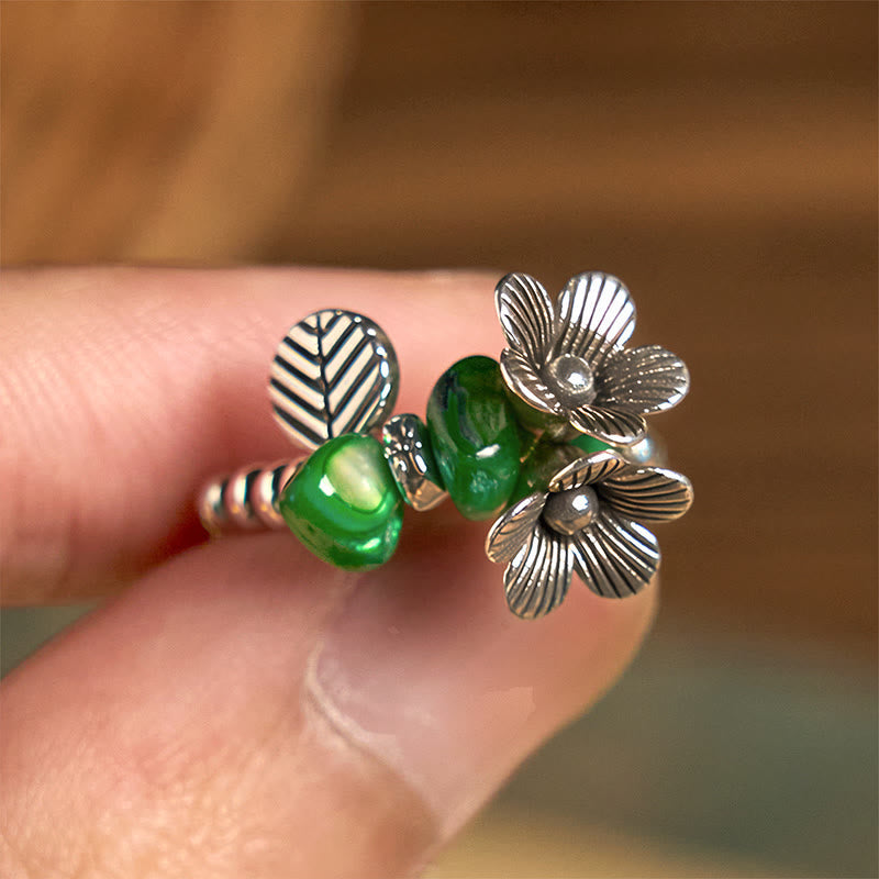 Nimara Ritual Flower Pattern Copper Alloy Luck Elastic Rope Ring