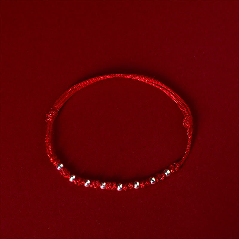 Nimara Ritual 925 Sterling Silver Beads Red String Adjustable Luck Bracelet