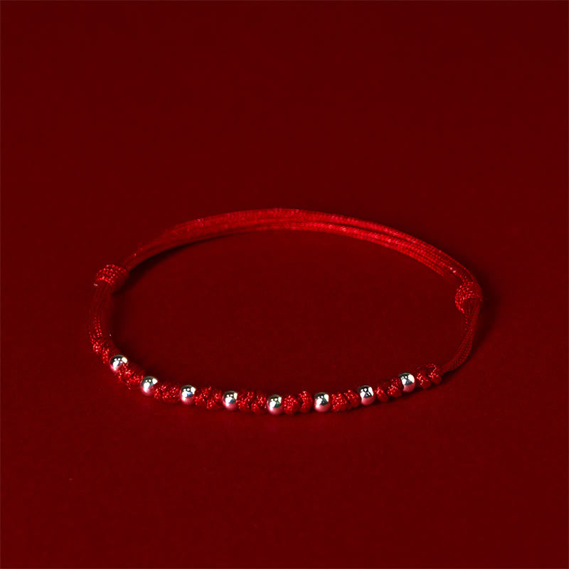 Nimara Ritual 925 Sterling Silver Beads Red String Adjustable Luck Bracelet
