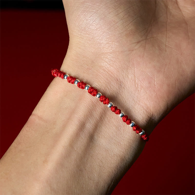 Nimara Ritual 925 Sterling Silver Beads Red String Adjustable Luck Bracelet