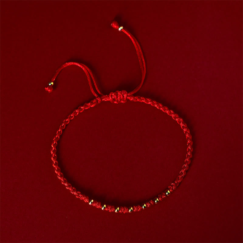 Nimara Ritual 925 Sterling Silver Plated Gold Beads Red String Braided Protection Bracelet