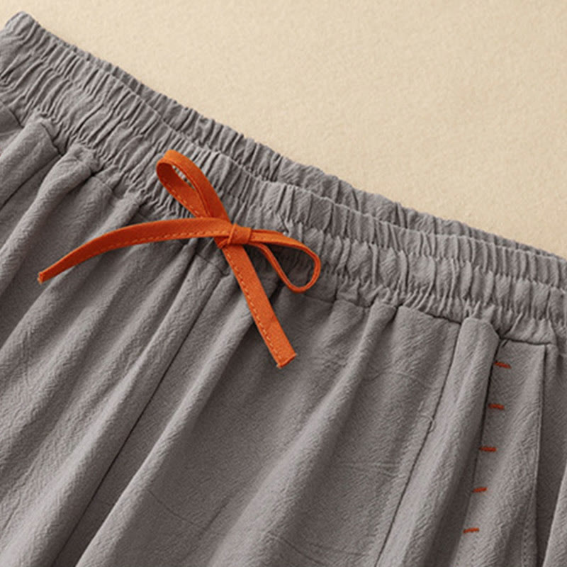 Nimara Ritual Casual Side Slits Design Cotton Women's Wide Leg 7-8 Length Pants With Pockets