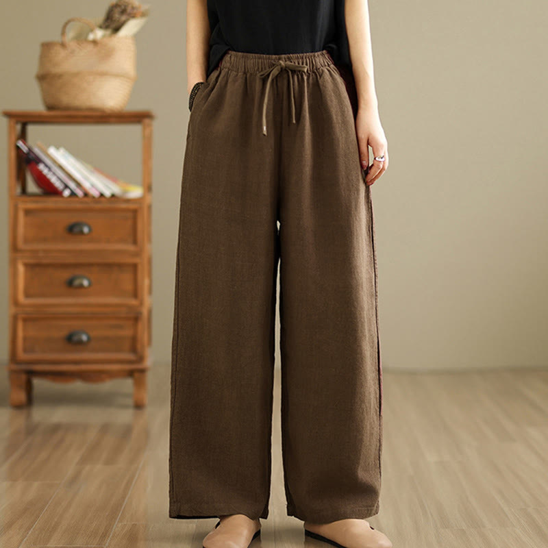 Nimara Ritual Commute Retro Solid Color Women's Harem Drawstring Cotton Pants With Pockets