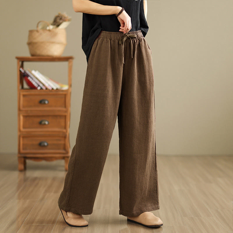 Nimara Ritual Commute Retro Solid Color Women's Harem Drawstring Cotton Pants With Pockets