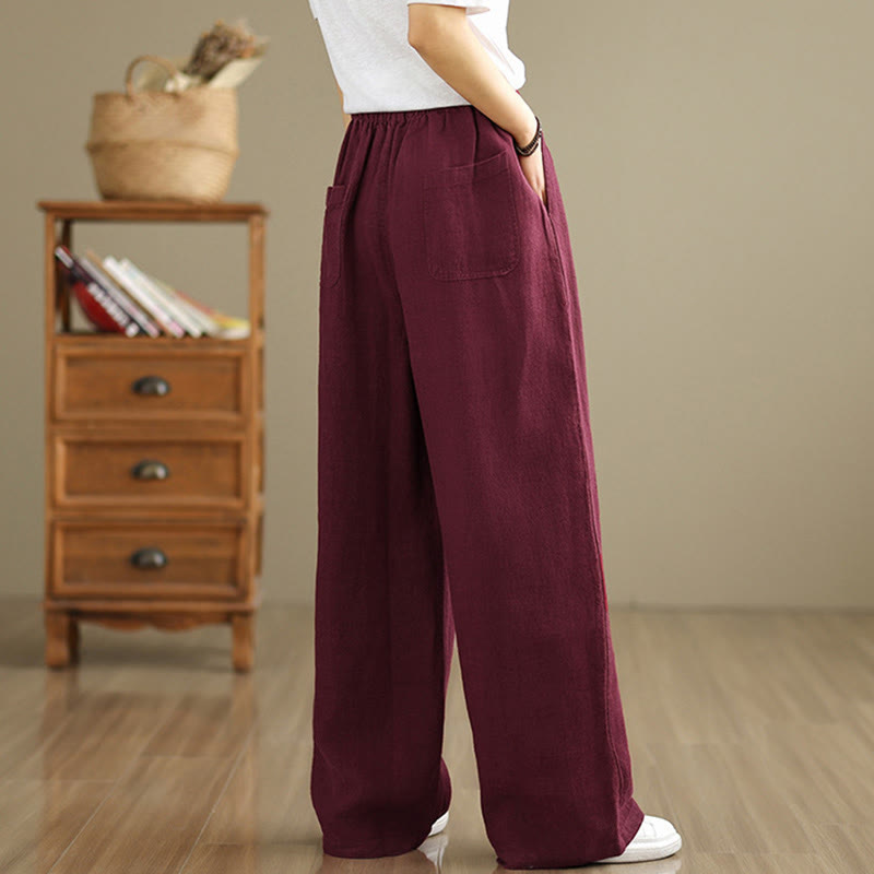 Nimara Ritual Commute Retro Solid Color Women's Harem Drawstring Cotton Pants With Pockets