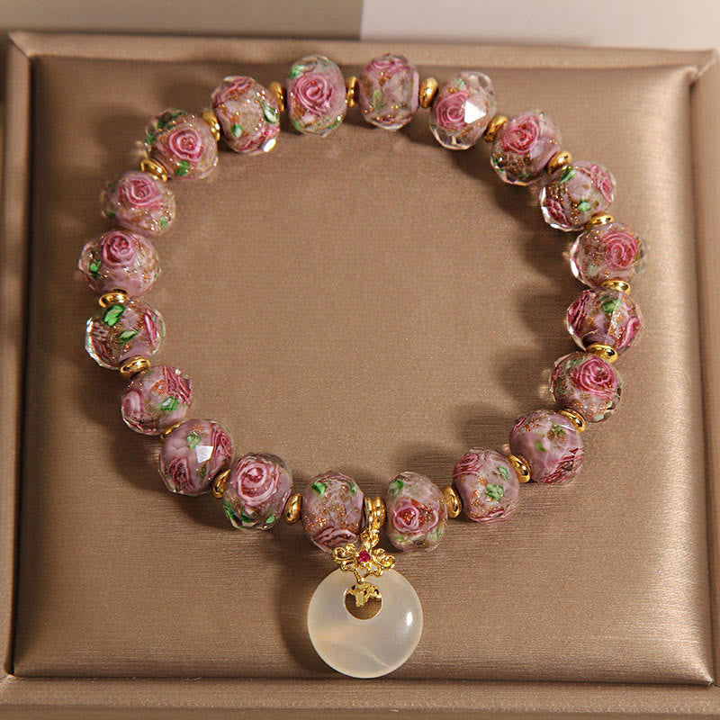 Nimara Ritual Rose Liuli Glass Bead Peace Buckle Peace Bracelet