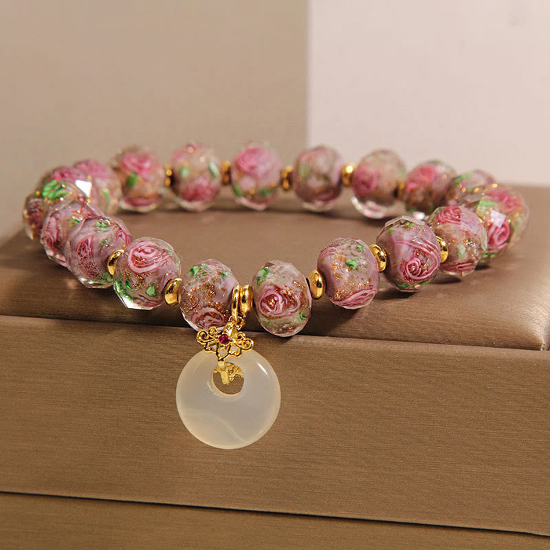 Nimara Ritual Rose Liuli Glass Bead Peace Buckle Peace Bracelet