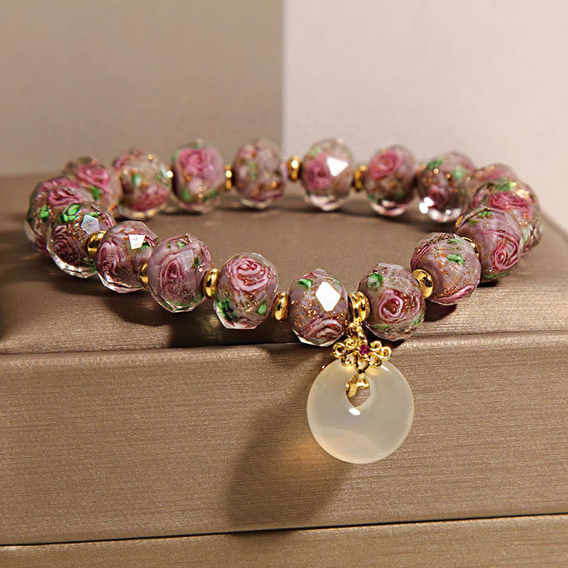 Nimara Ritual Rose Liuli Glass Bead Peace Buckle Peace Bracelet