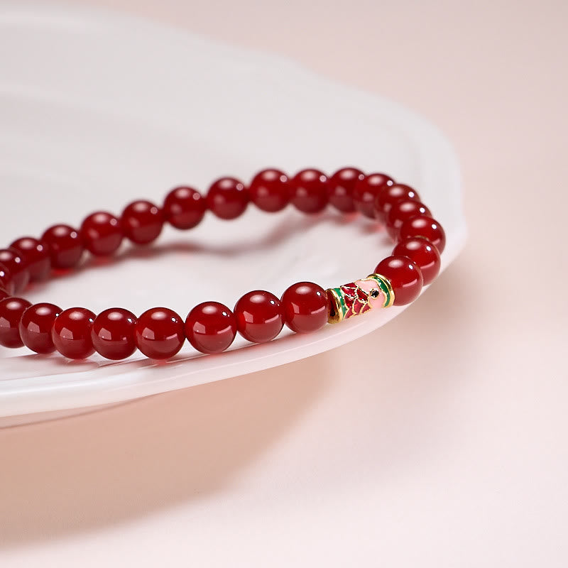 Nimara Ritual Natural Red Agate Lucky Koi Fish Confidence Bracelet