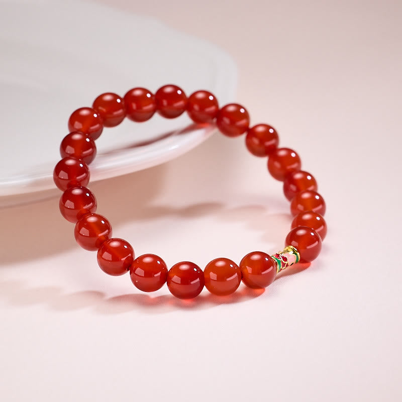 Confidence and Self-acceptance Natural Red Agate Lucky Koi Fish Bracelet