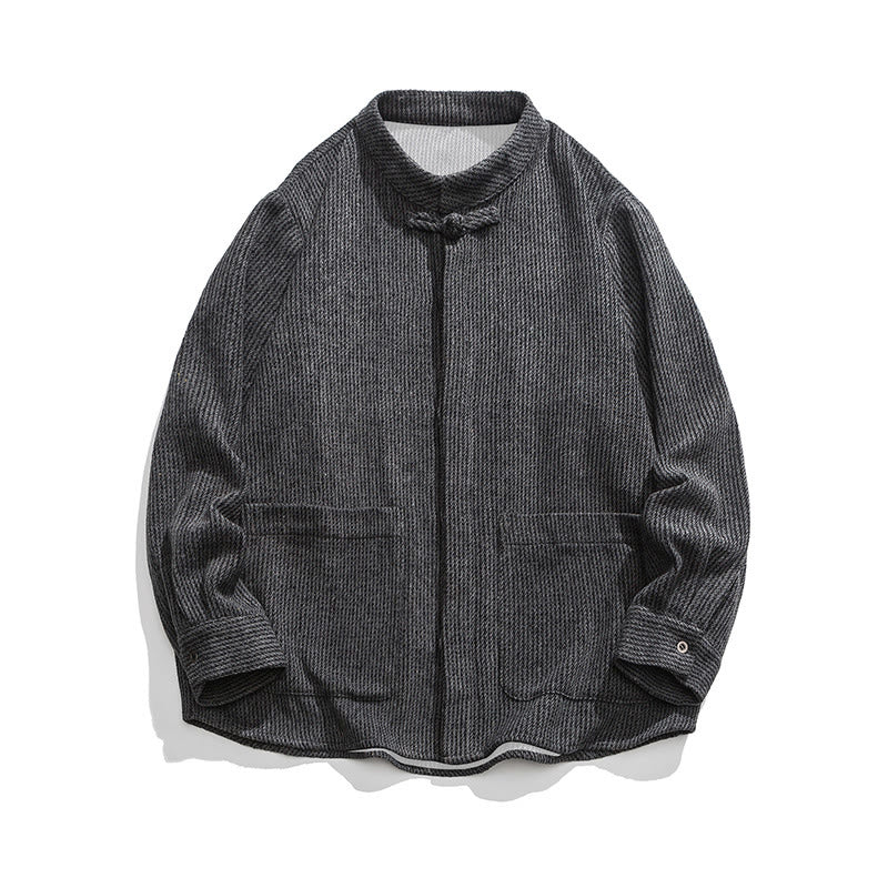 Nimara Ritual Long Sleeve Frog-button Design Men's Cotton Jacket Shirt With Pockets