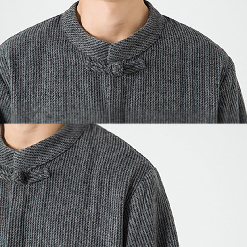 Nimara Ritual Long Sleeve Frog-button Design Men's Cotton Jacket Shirt With Pockets