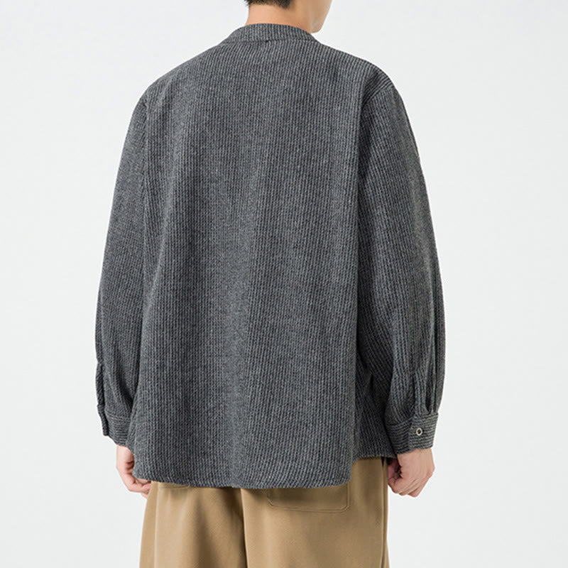 Nimara Ritual Long Sleeve Frog-button Design Men's Cotton Jacket Shirt With Pockets
