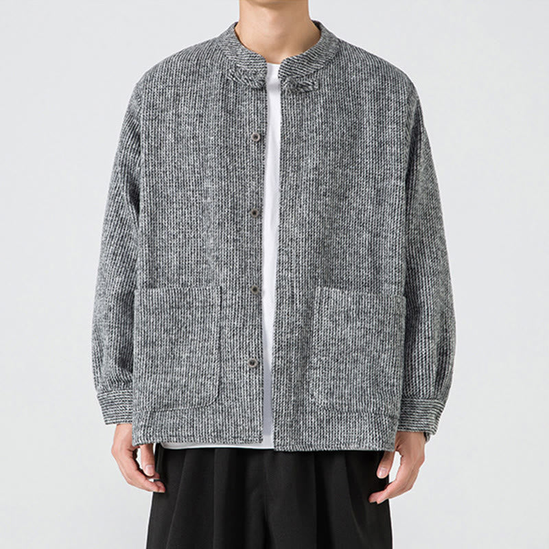 Nimara Ritual Long Sleeve Frog-button Design Men's Cotton Jacket Shirt With Pockets