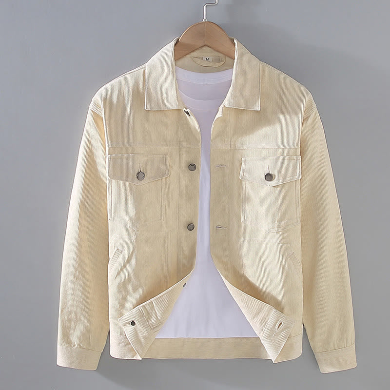 Nimara Ritual Plain Long Sleeve Button Design Men's Cotton Jacket Shirt With Pockets