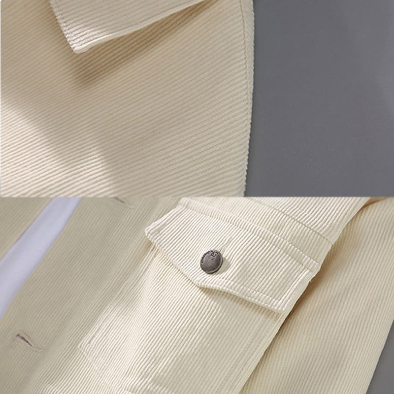 Nimara Ritual Plain Long Sleeve Button Design Men's Cotton Jacket Shirt With Pockets