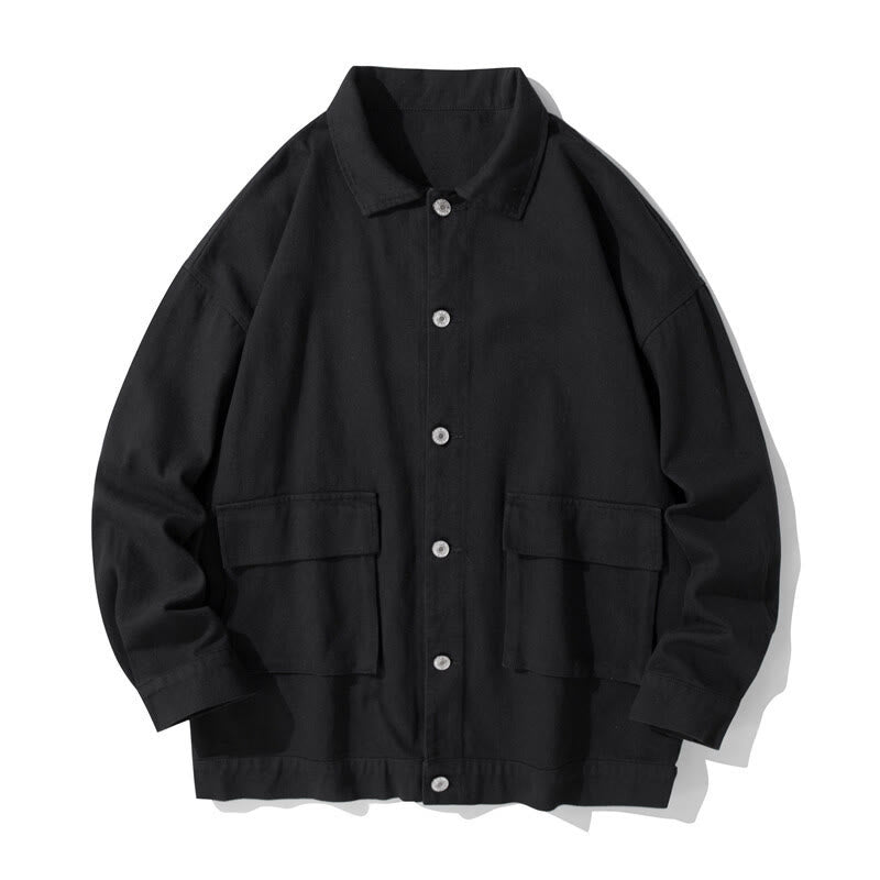 Nimara Ritual Long Sleeve Button Stand Collar Design Men's Cotton Jacket Shirt With Pockets