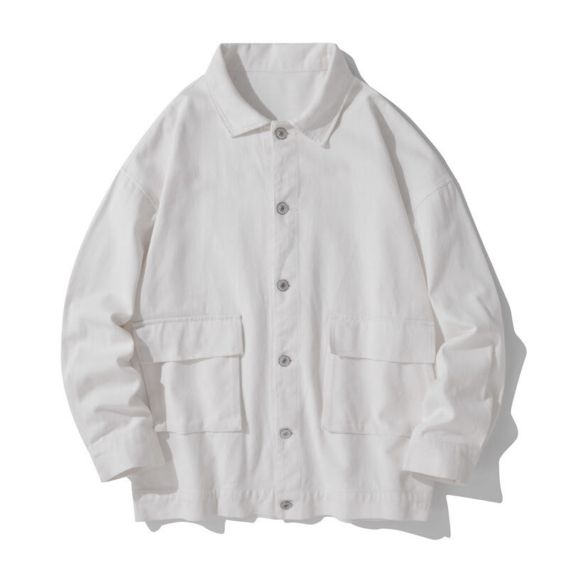 Nimara Ritual Long Sleeve Button Stand Collar Design Men's Cotton Jacket Shirt With Pockets