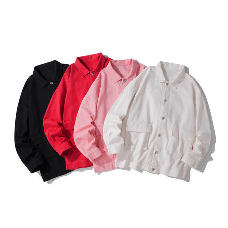 Nimara Ritual Long Sleeve Button Stand Collar Design Men's Cotton Jacket Shirt With Pockets