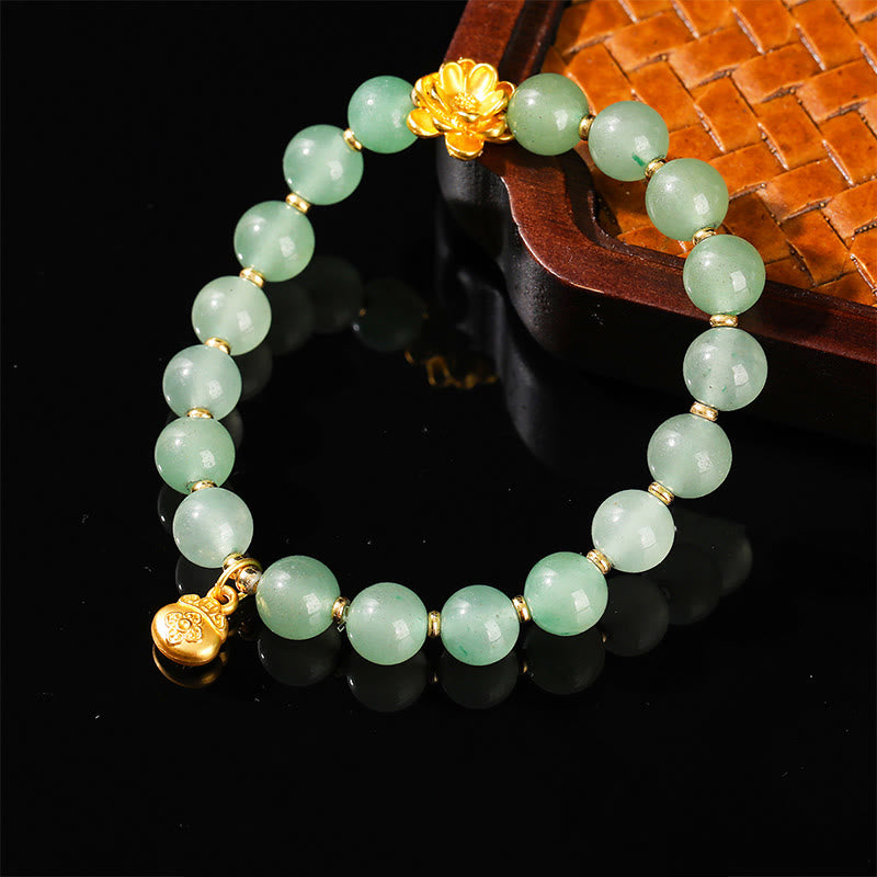 Nimara Ritual Natural Jade Green Aventurine Gourd Fu Character Luck Bracelet