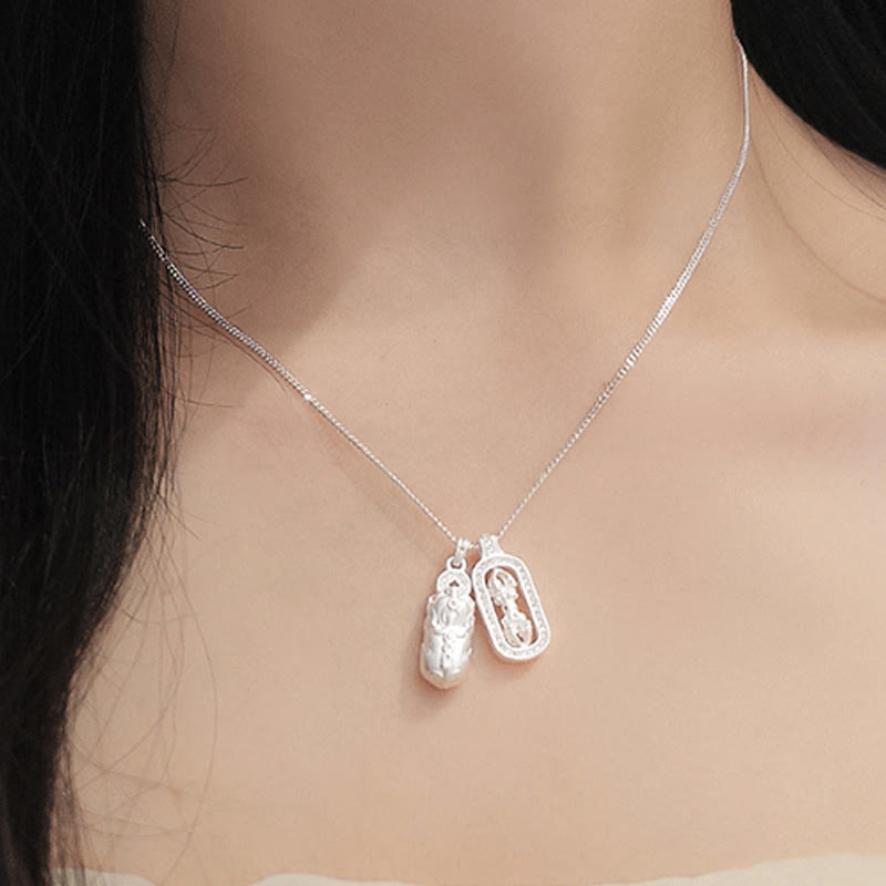 Nimara Ritual 925 Sterling Silver Mini PiXiu Dorje Vajra Wealth Necklace Pendant