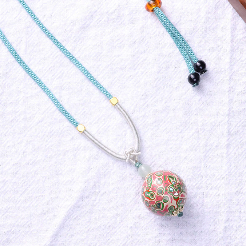 Nimara Ritual Ebony Wood Colorful Lacquer Craft Bead Calm Necklace Pendant