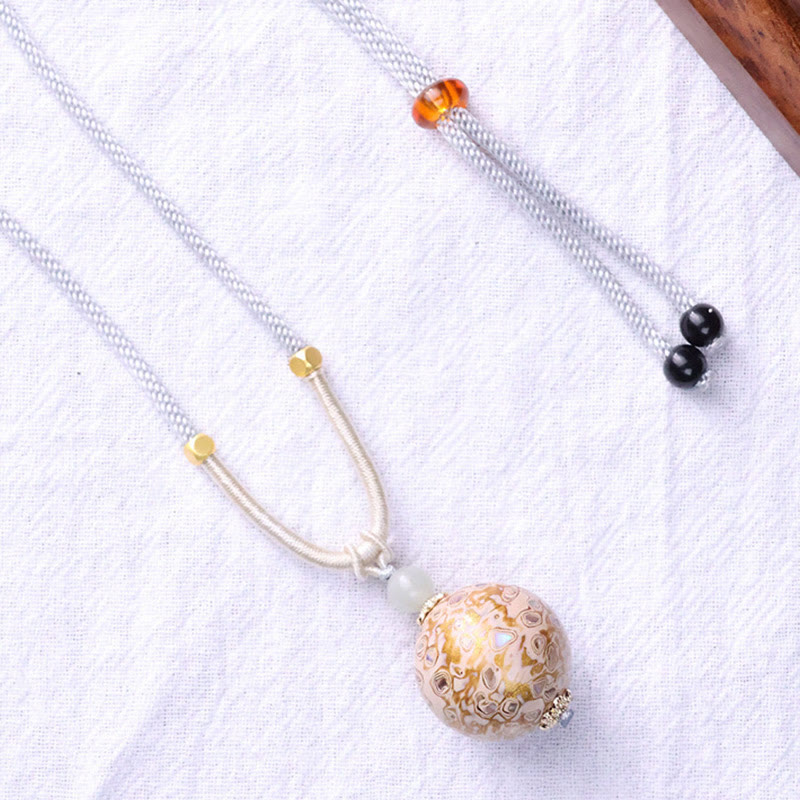 Nimara Ritual Ebony Wood Colorful Lacquer Craft Bead Calm Necklace Pendant