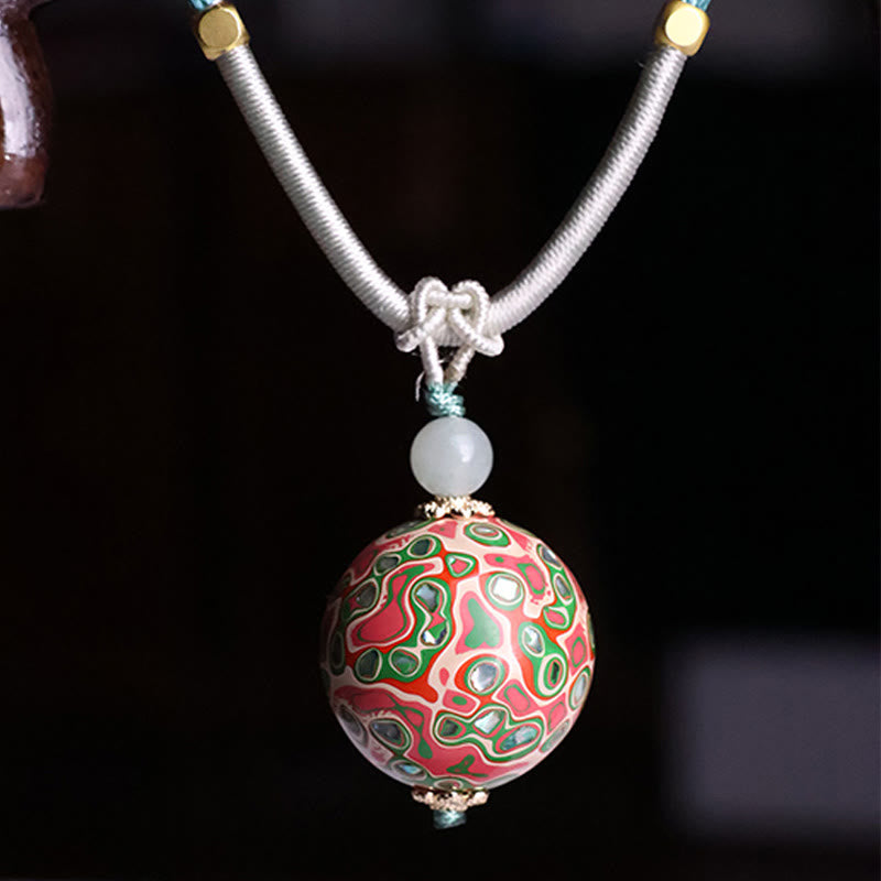 Nimara Ritual Ebony Wood Colorful Lacquer Craft Bead Calm Necklace Pendant