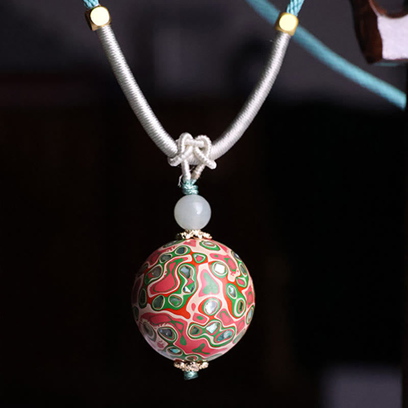 Nimara Ritual Ebony Wood Colorful Lacquer Craft Bead Calm Necklace Pendant