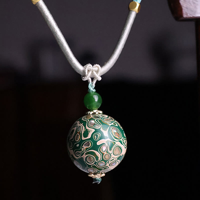 Nimara Ritual Ebony Wood Colorful Lacquer Craft Bead Calm Necklace Pendant