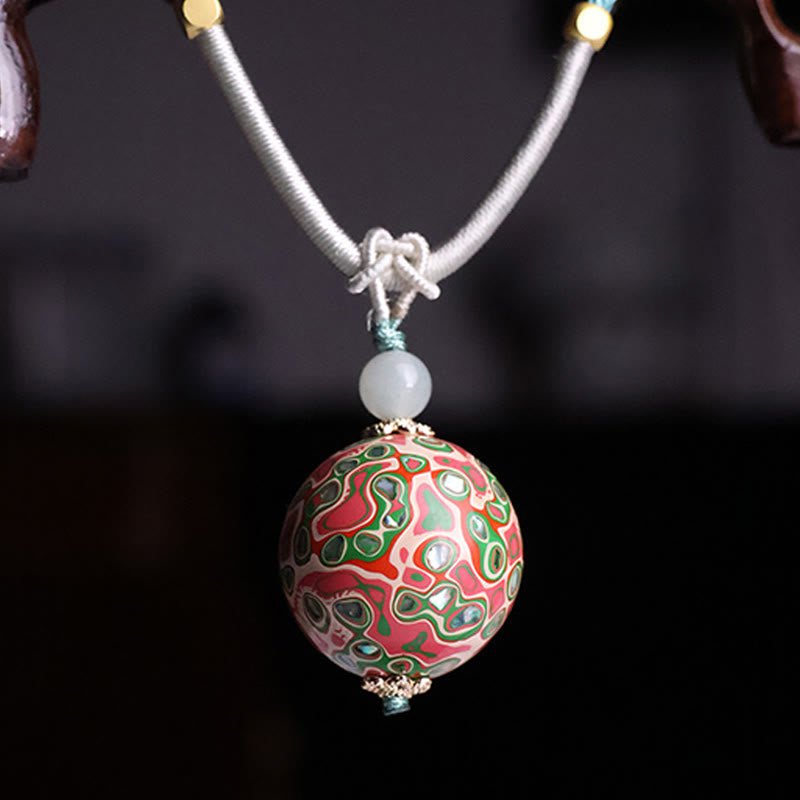 Nimara Ritual Ebony Wood Colorful Lacquer Craft Bead Calm Necklace Pendant